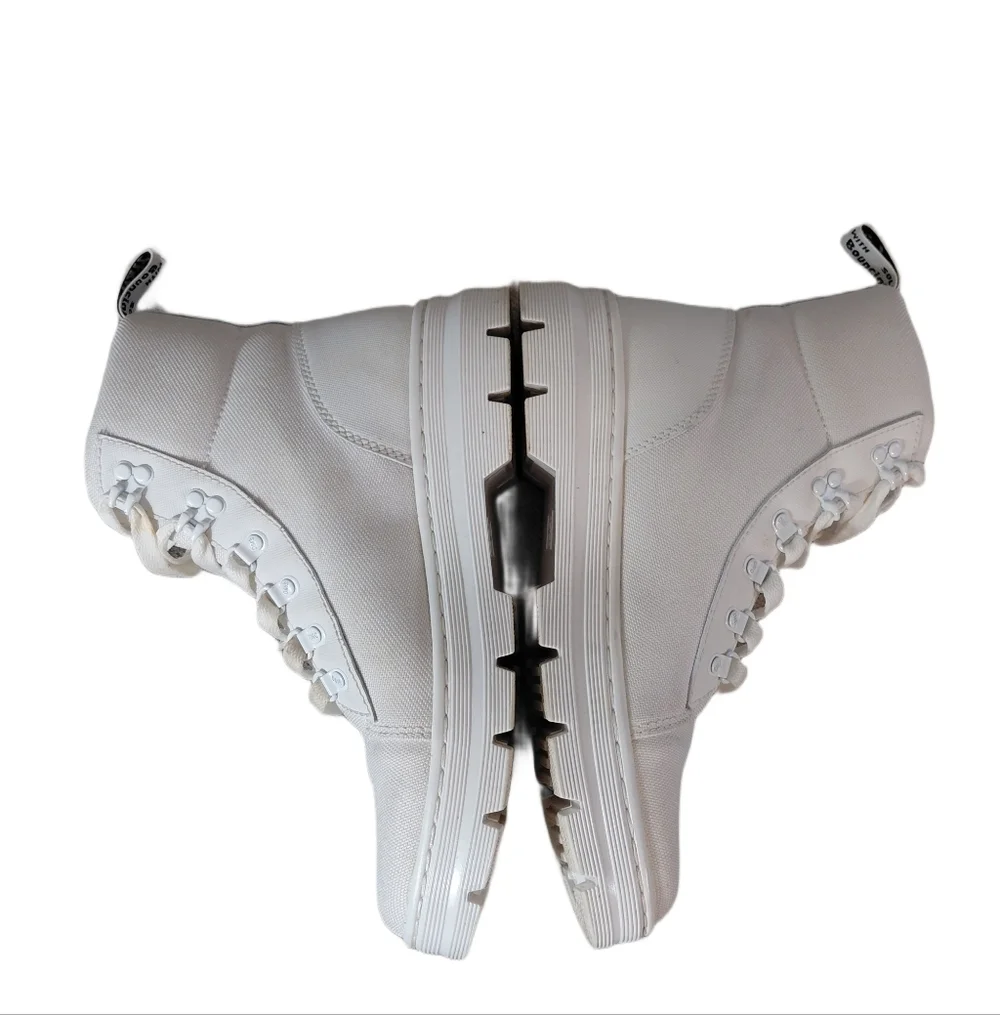 Dr. Martens Combs White Combat Boots Men's Size 8.5 High-Top Lug Sole Boots